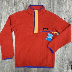 Columbia 1/2 Snap Jacket Size Small Mens Red Orange Helvetia $85